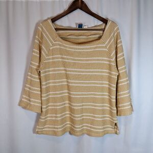 Anthropologie Postmark Yellow and Cream Striped Top